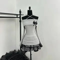 Aesthetic Elegant Sexy Camisole Dress Women Casual Y2k Crop Tops+ Lace Vintage Chic Vest Female Autumn Korea Style Retro Outfits