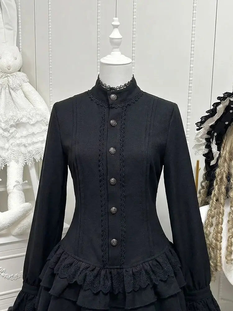 Winter Gothic black Slim Lolita Dress Women Aesthetic Y2k Hot Girl Patchwork Elegant Dresses Female 2026 Design Hepburn Clothes