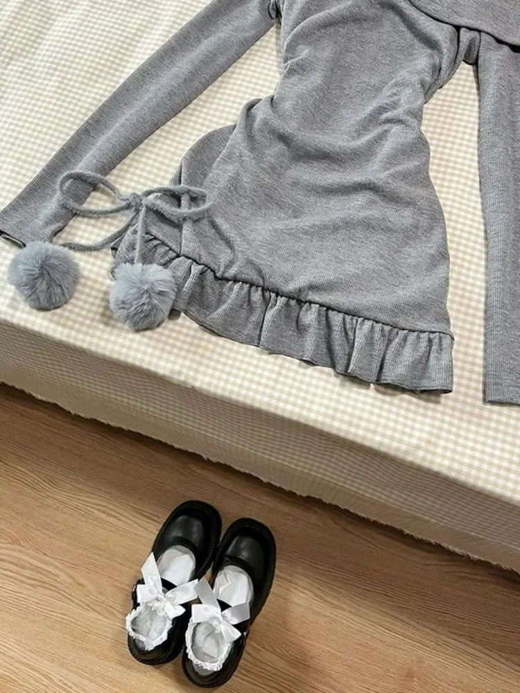 Aesthetic Elegant Sexy Camisole Dress Women Casual Y2k Crop Tops+ Lace Vintage Chic Vest Female Autumn Korea Style Retro Outfits